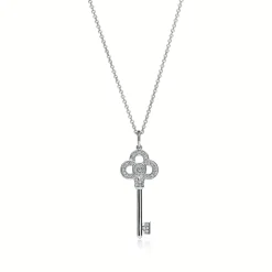 Tiffany & Co. Tiffany Keys mini crown key pendant in 18k white gold with diamonds. | ^ Necklaces & Pendants|Diamond Jewelry