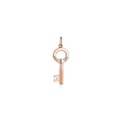 Tiffany & Co. Tiffany Keys modern keys open round key pendant in 18k rose gold with diamonds. | ^ Rose Gold Jewelry|Diamond Jewelry