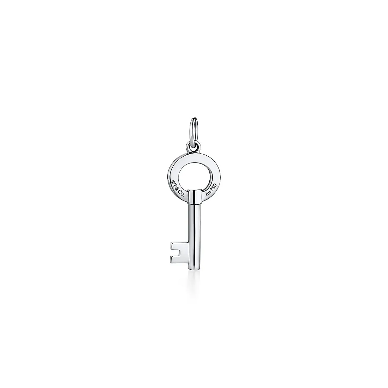 Tiffany & Co. Tiffany Keys modern keys open round key pendant in 18k white gold with diamonds. | ^ Diamond Jewelry