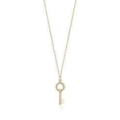 Tiffany & Co. Tiffany Keys modern keys open round key pendant in 18k gold with diamonds, mini. | ^ Necklaces & Pendants|Gold Jewelry