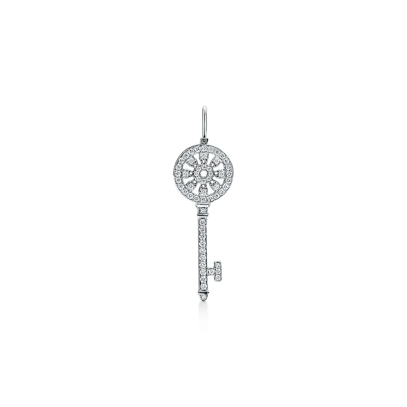 Tiffany & Co. Tiffany Keys petals key pendant in platinum with diamonds, mini. | ^ Platinum Jewelry