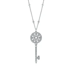 Tiffany & Co. Tiffany Keys petals key pendant in platinum with diamonds. | ^ Necklaces & Pendants|Platinum Jewelry