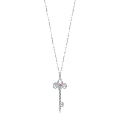 Tiffany & Co. Tiffany Keys Tiffany Fleur de Lis key pendant in platinum with gemstones. | ^ Necklaces & Pendants|Platinum Jewelry