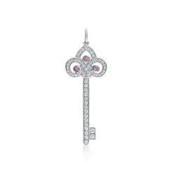 Tiffany & Co. Tiffany Keys Tiffany Fleur de Lis key pendant in platinum with gemstones. | ^ Platinum Jewelry|Diamond Jewelry