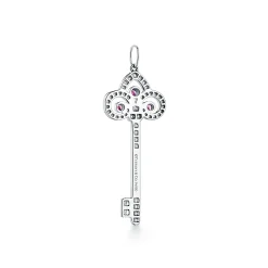 Tiffany & Co. Tiffany Keys Tiffany Fleur de Lis key pendant in platinum with gemstones. | ^ Platinum Jewelry|Diamond Jewelry