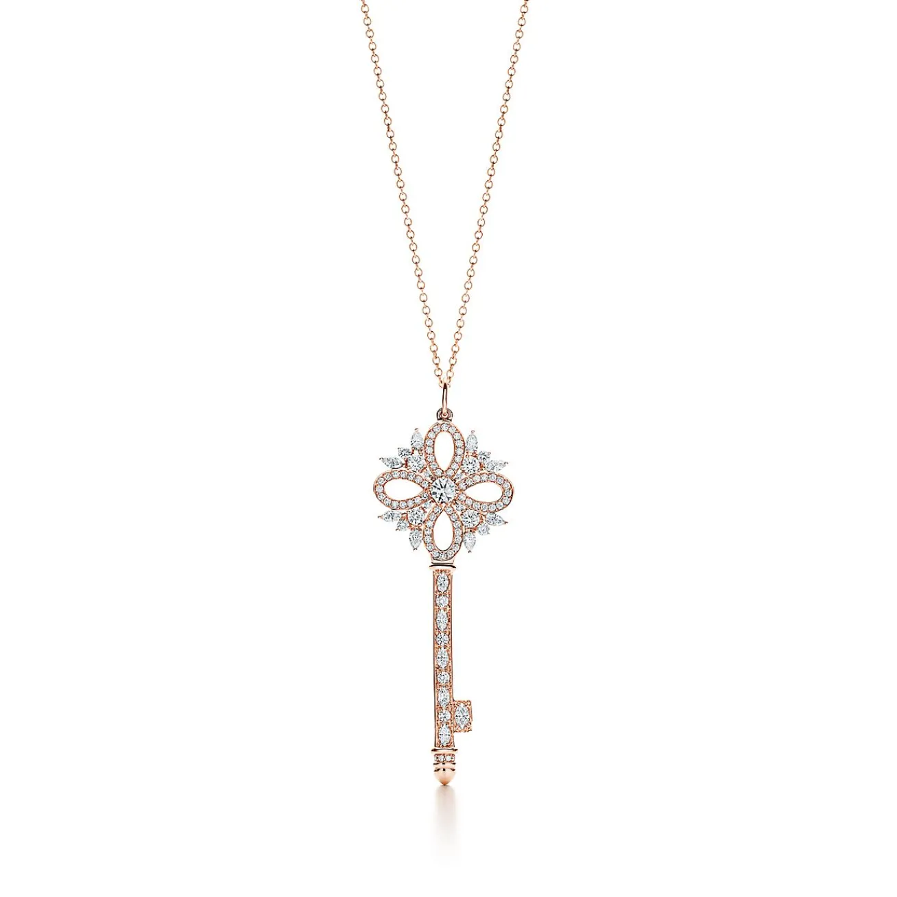 Tiffany & Co. Tiffany Keys Tiffany Victoria® key pendant in rose gold with diamonds, large. | ^ Necklaces & Pendants|Rose Gold Jewelry
