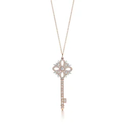 Tiffany & Co. Tiffany Keys Tiffany Victoria® key pendant in rose gold with diamonds, medium. | ^ Necklaces & Pendants|Rose Gold Jewelry