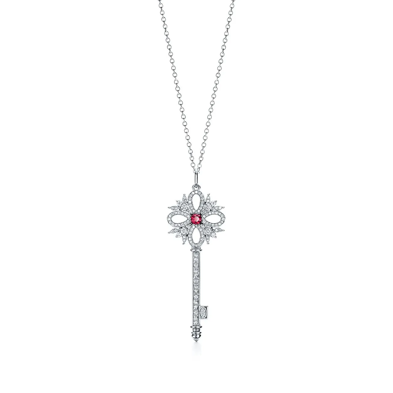 Tiffany & Co. Tiffany Keys Tiffany Victoria® key pendant in platinum with gemstones, medium. | ^ Necklaces & Pendants|Platinum Jewelry