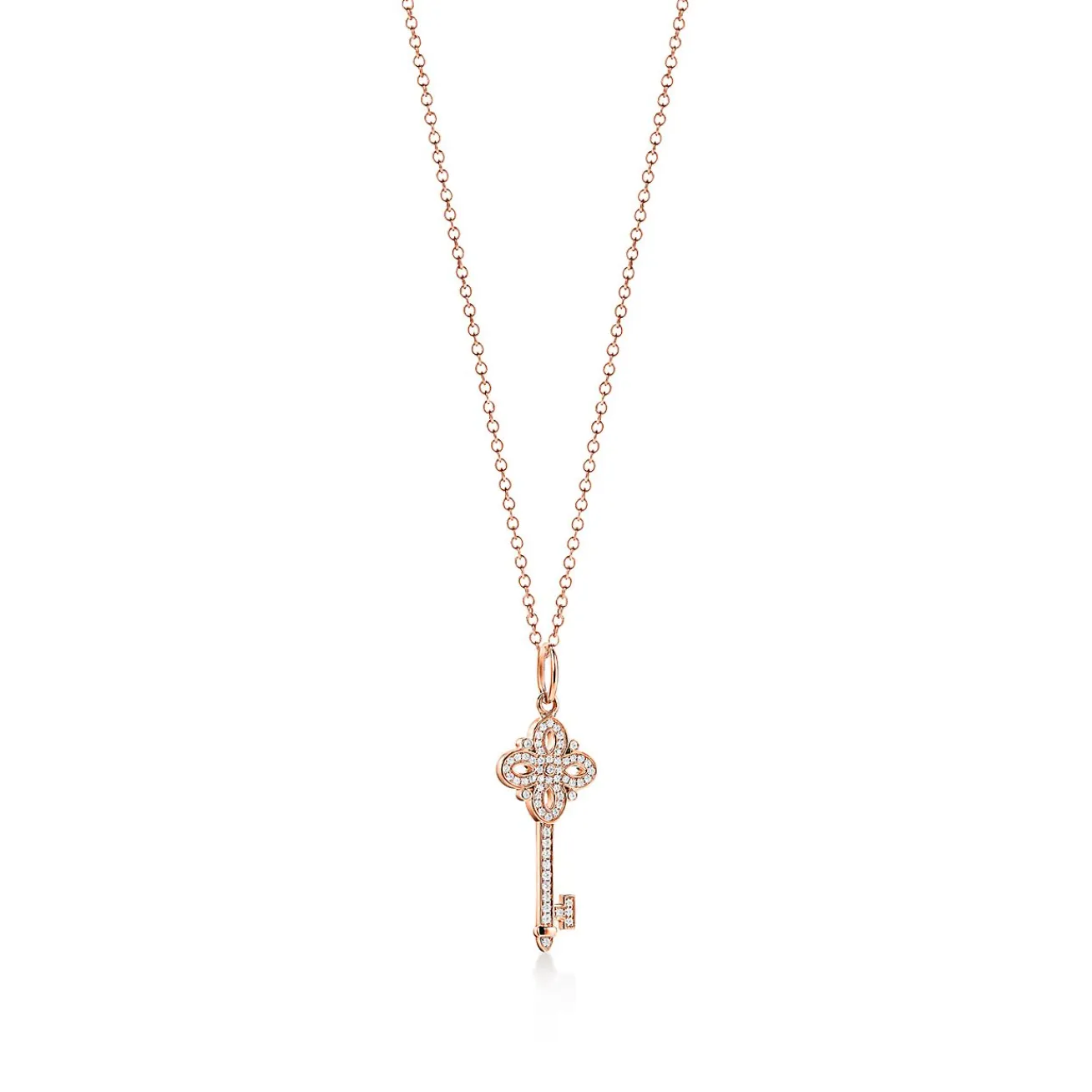 Tiffany & Co. Tiffany Keys Tiffany Victoria® key in 18k rose gold with diamonds, mini. | ^ Necklaces & Pendants