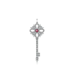 Tiffany & Co. Tiffany Keys Tiffany Victoria® key pendant in platinum with gemstones, large. | ^ Platinum Jewelry|Colored Gemstone Jewelry