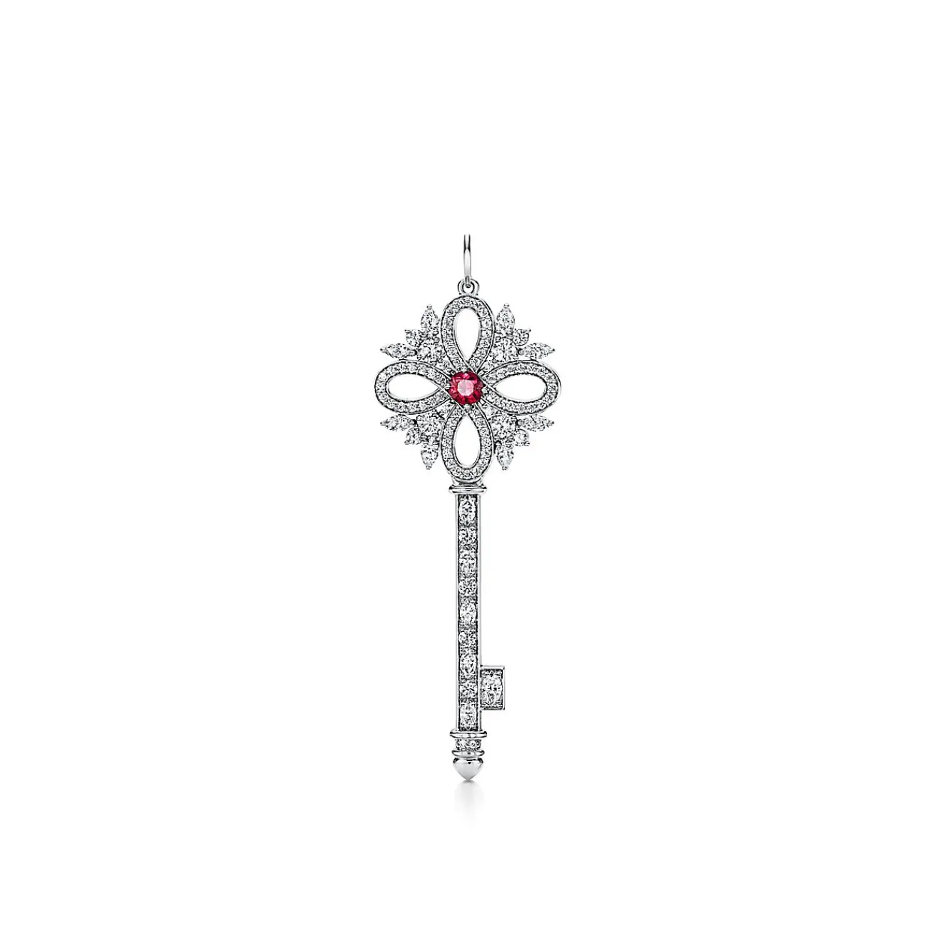 Tiffany & Co. Tiffany Keys Tiffany Victoria® key pendant in platinum with gemstones, large. | ^ Platinum Jewelry|Colored Gemstone Jewelry