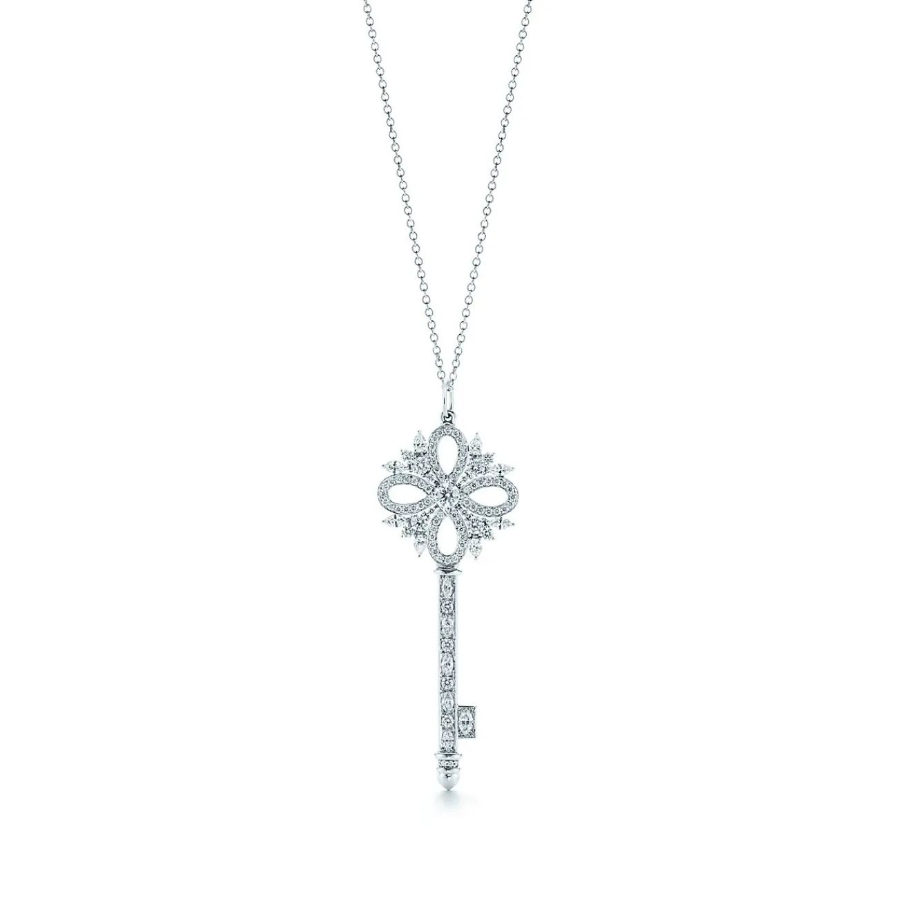Tiffany & Co. Tiffany Keys Tiffany Victoria® key pendant in platinum with diamonds, medium. | ^ Necklaces & Pendants|Platinum Jewelry