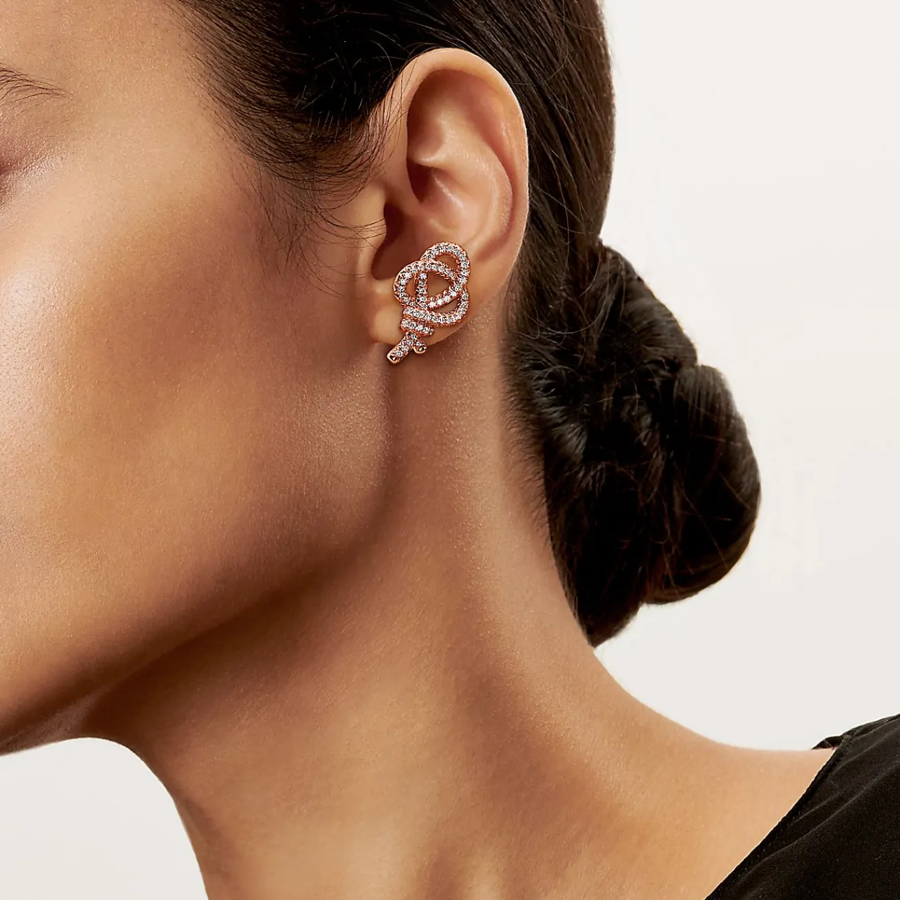 Tiffany & Co. Tiffany Keys Woven Keys Earrings in Rose Gold with Diamonds | ^ Earrings|New Jewelry