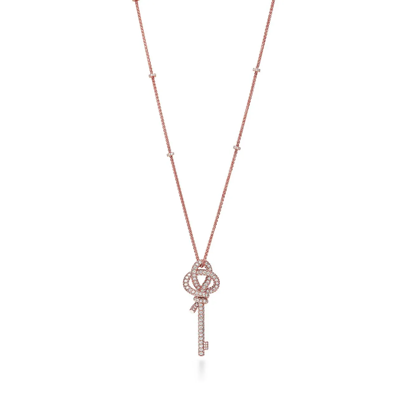 Tiffany & Co. Tiffany Keys Woven Keys Extra Large Pendant in Rose Gold with Diamonds | ^ Necklaces & Pendants|New Jewelry