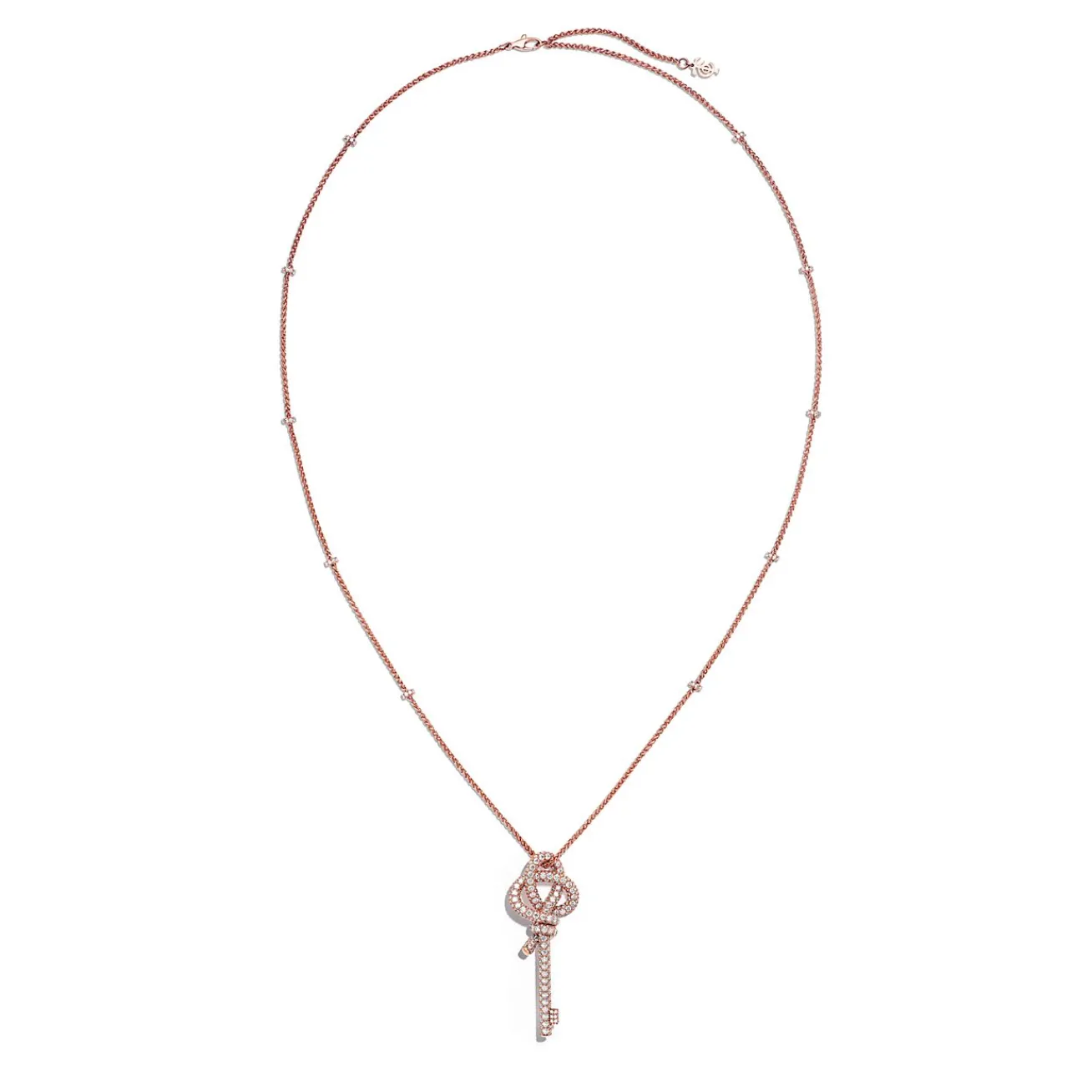 Tiffany & Co. Tiffany Keys Woven Keys Extra Large Pendant in Rose Gold with Diamonds | ^ Necklaces & Pendants|New Jewelry