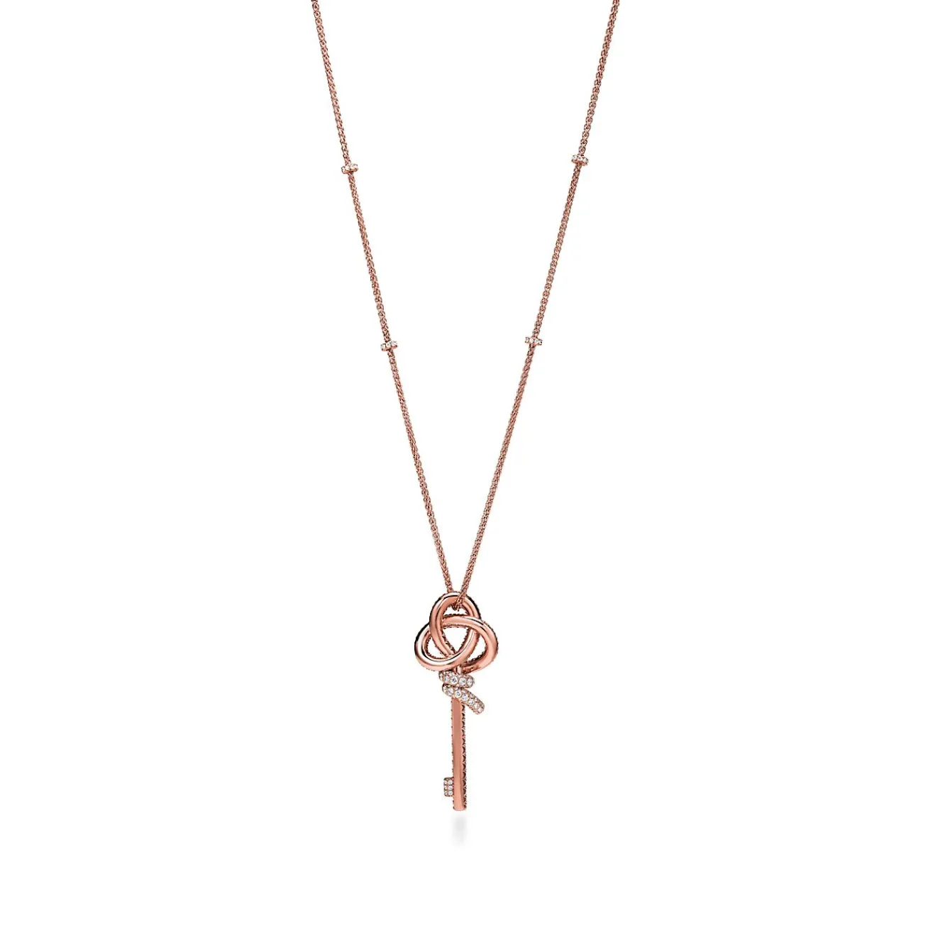 Tiffany & Co. Tiffany Keys Woven Keys Extra Large Pendant in Rose Gold with Diamonds | ^ Necklaces & Pendants|New Jewelry