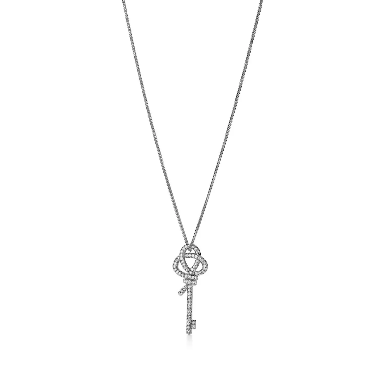 Tiffany & Co. Tiffany Keys Woven Keys Large Key Pendant in Platinum with Diamonds | ^ Necklaces & Pendants|New Jewelry