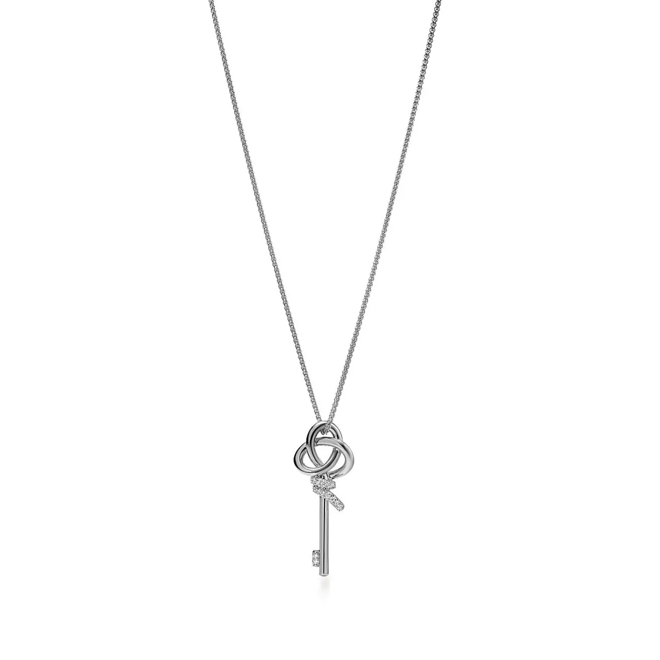 Tiffany & Co. Tiffany Keys Woven Keys Large Key Pendant in Platinum with Diamonds | ^ Necklaces & Pendants|New Jewelry