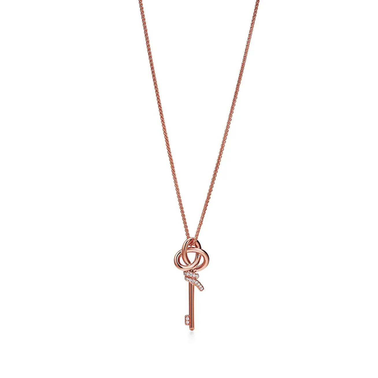 Tiffany & Co. Tiffany Keys Woven Keys Medium Pendant in Rose Gold with Diamonds | ^ Rose Gold Jewelry|Diamond Jewelry