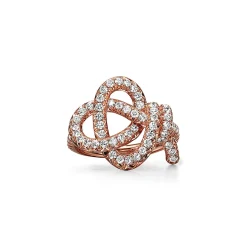 Tiffany & Co. Tiffany Keys Woven Keys Ring in Rose Gold with Diamonds | ^ Rings|New Jewelry