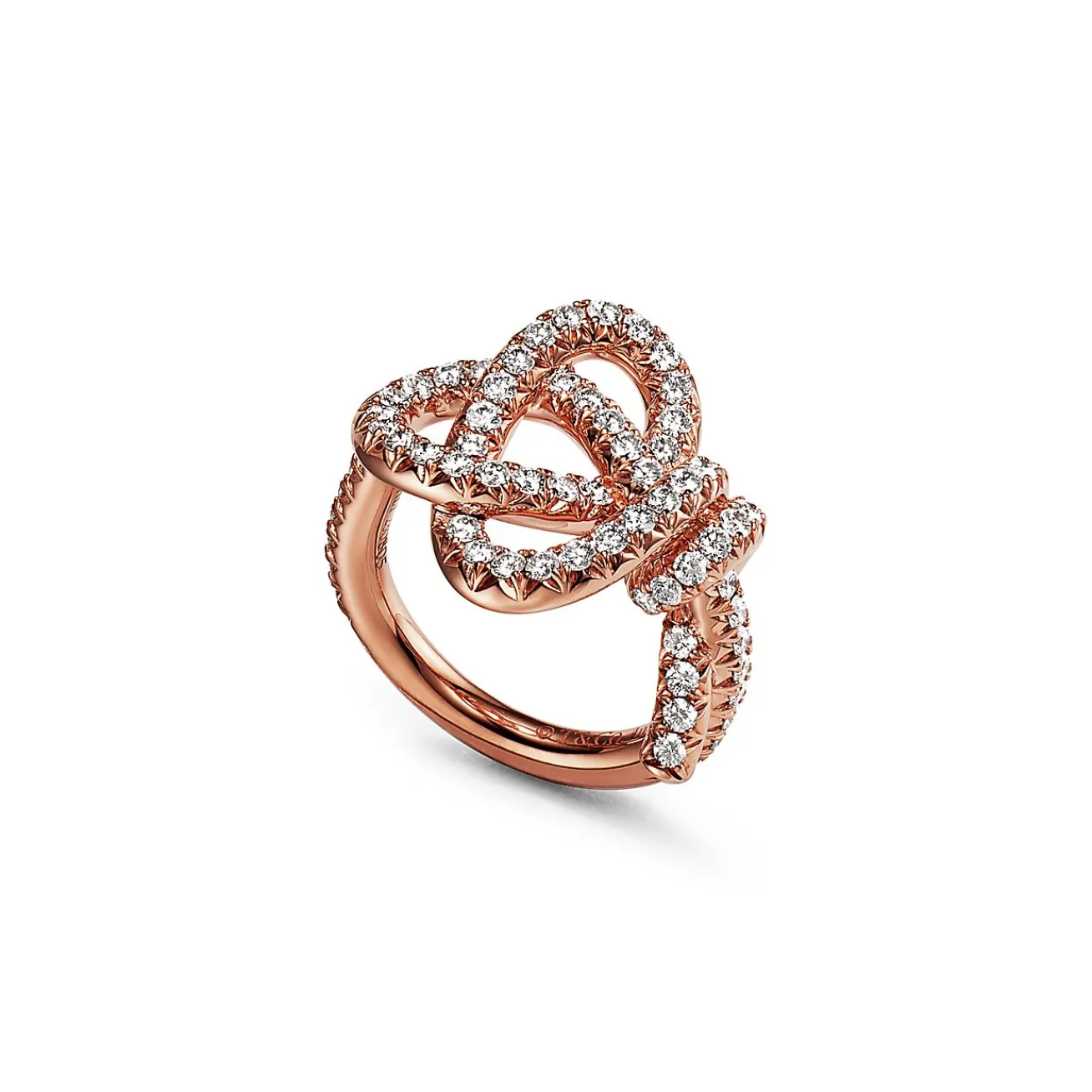 Tiffany & Co. Tiffany Keys Woven Keys Ring in Rose Gold with Diamonds | ^ Rings|New Jewelry