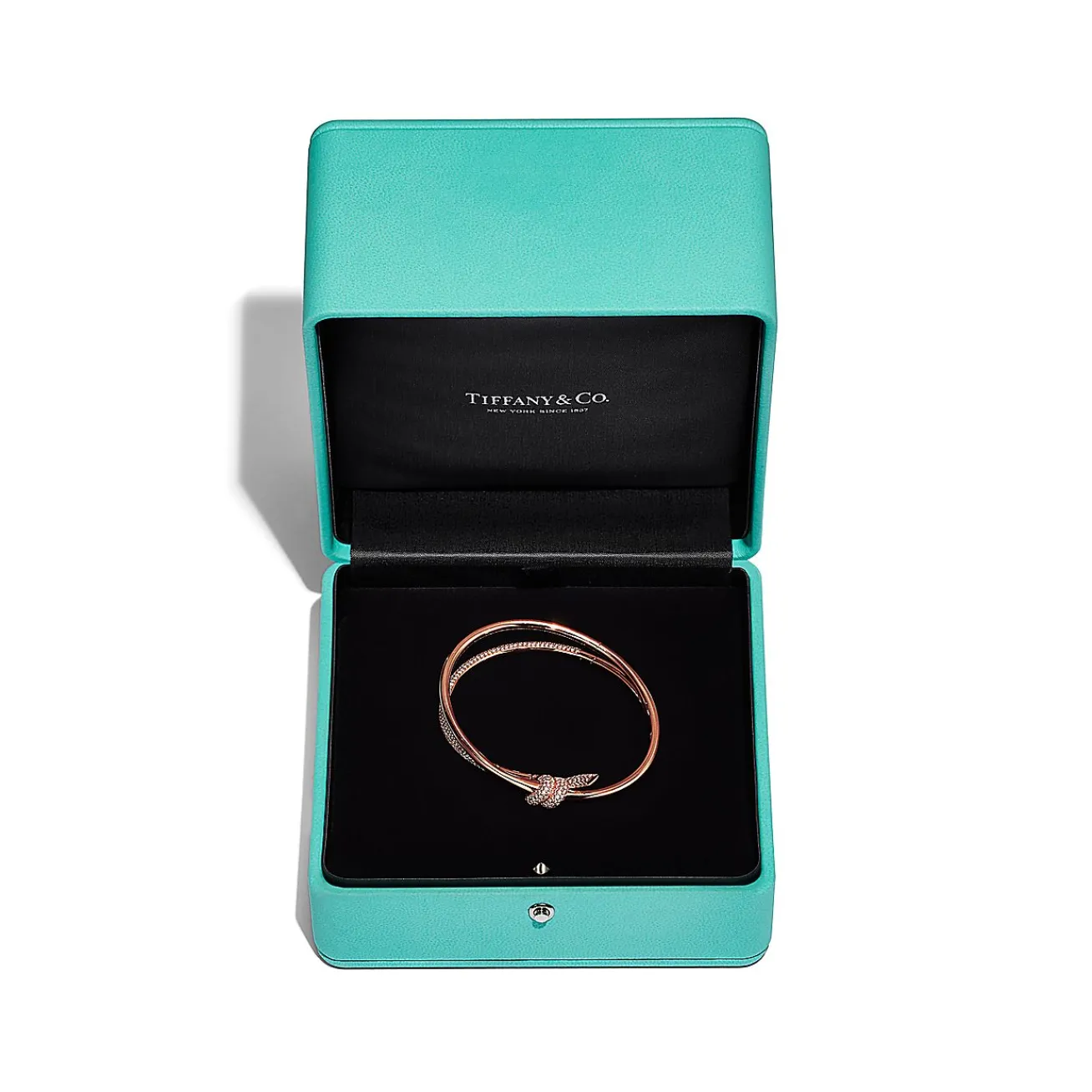 Tiffany & Co. Tiffany Knot Double Row Hinged Bangle in Rose Gold with Diamonds | ^ Bracelets|Rose Gold Jewelry