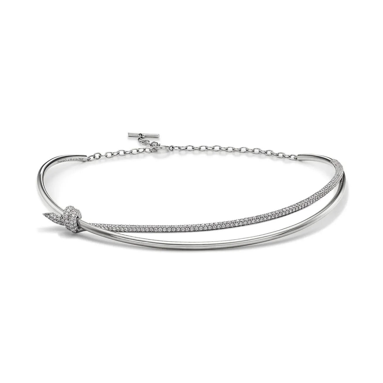 Tiffany & Co. Tiffany Knot Double Row Necklace in White Gold with Diamonds | ^ Necklaces & Pendants|Diamond Jewelry