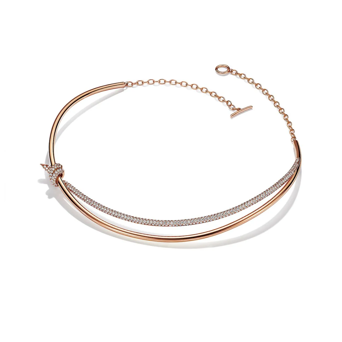Tiffany & Co. Tiffany Knot Double Row Necklace in Rose Gold with Diamonds | ^ Necklaces & Pendants|Rose Gold Jewelry