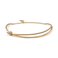 Tiffany & Co. Tiffany Knot Double Row Necklace in Yellow Gold with Diamonds | ^ Necklaces & Pendants|Gold Jewelry
