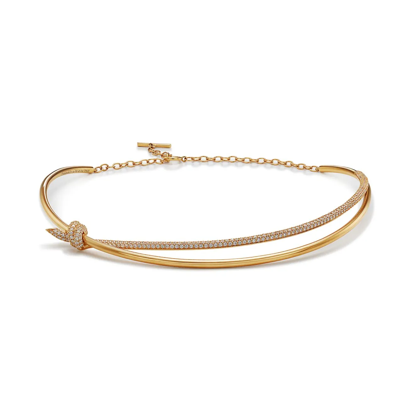 Tiffany & Co. Tiffany Knot Double Row Necklace in Yellow Gold with Diamonds | ^ Necklaces & Pendants|Gold Jewelry