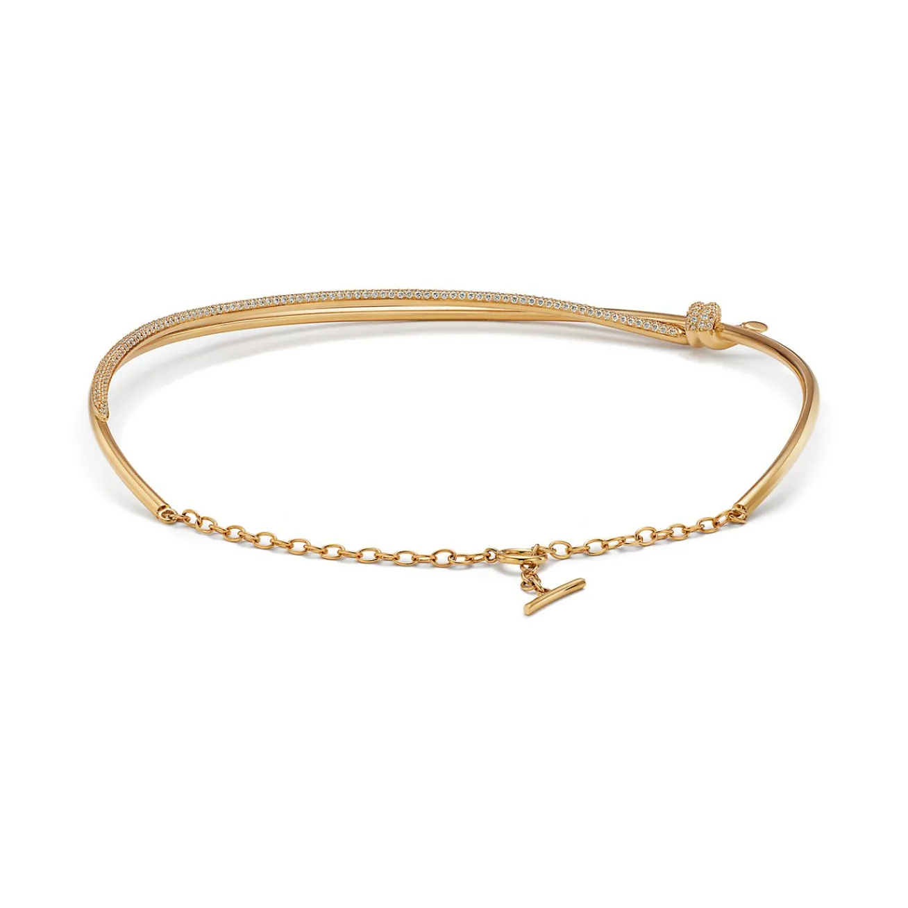 Tiffany & Co. Tiffany Knot Double Row Necklace in Yellow Gold with Diamonds | ^ Necklaces & Pendants|Gold Jewelry