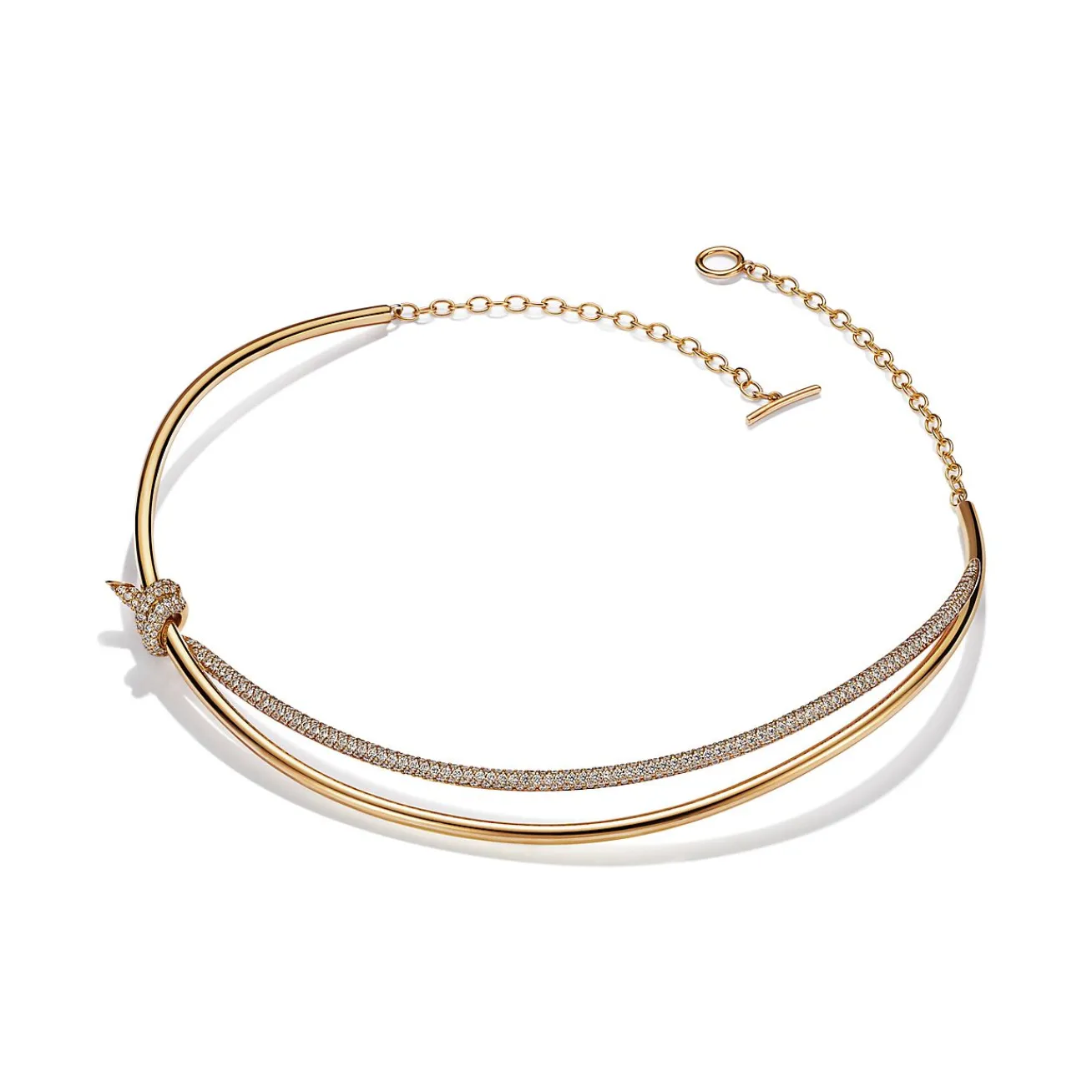Tiffany & Co. Tiffany Knot Double Row Necklace in Yellow Gold with Diamonds | ^ Necklaces & Pendants|Gold Jewelry