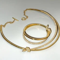 Tiffany & Co. Tiffany Knot Double Row Necklace in Yellow Gold with Diamonds | ^ Necklaces & Pendants|Gold Jewelry