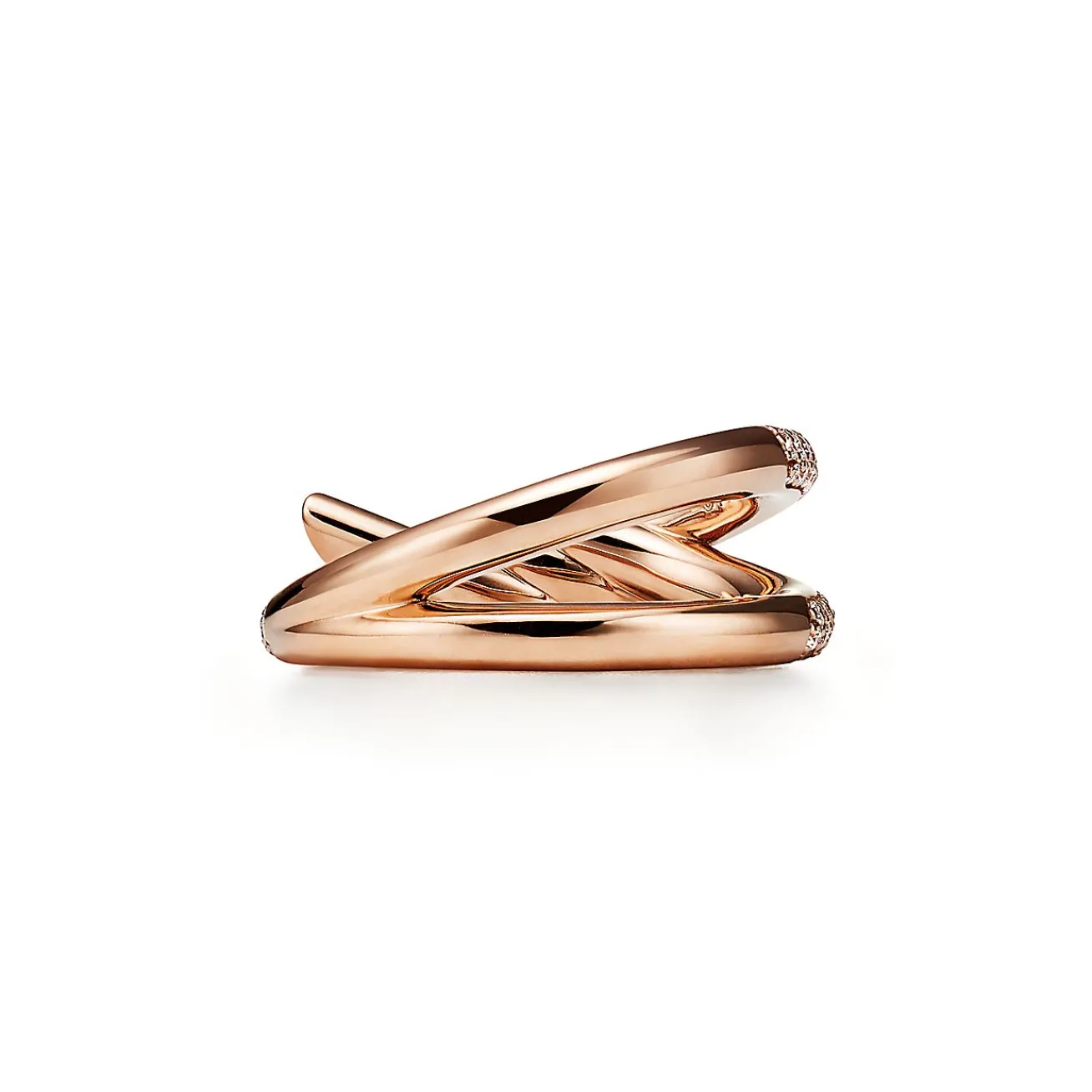 Tiffany & Co. Tiffany Knot Double Row Ring in Rose Gold with Diamonds | ^ Rings|Rose Gold Jewelry