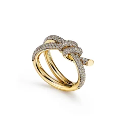 Tiffany & Co. Tiffany Knot Double Row Ring in Yellow Gold with Diamonds | ^ Rings|Gold Jewelry