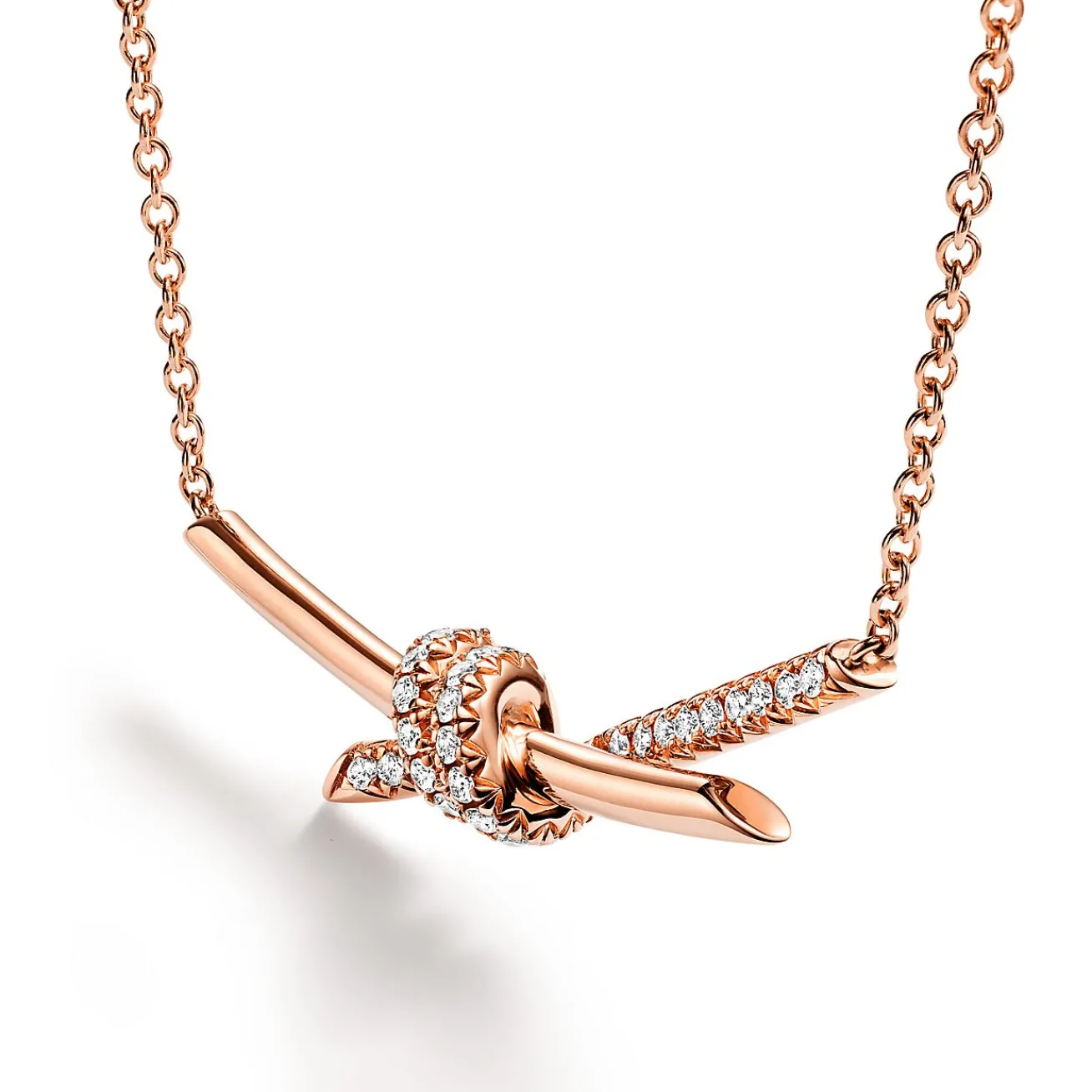 Tiffany & Co. Tiffany Knot Pendant in Rose Gold with Diamonds | ^ Necklaces & Pendants|Gifts for Her