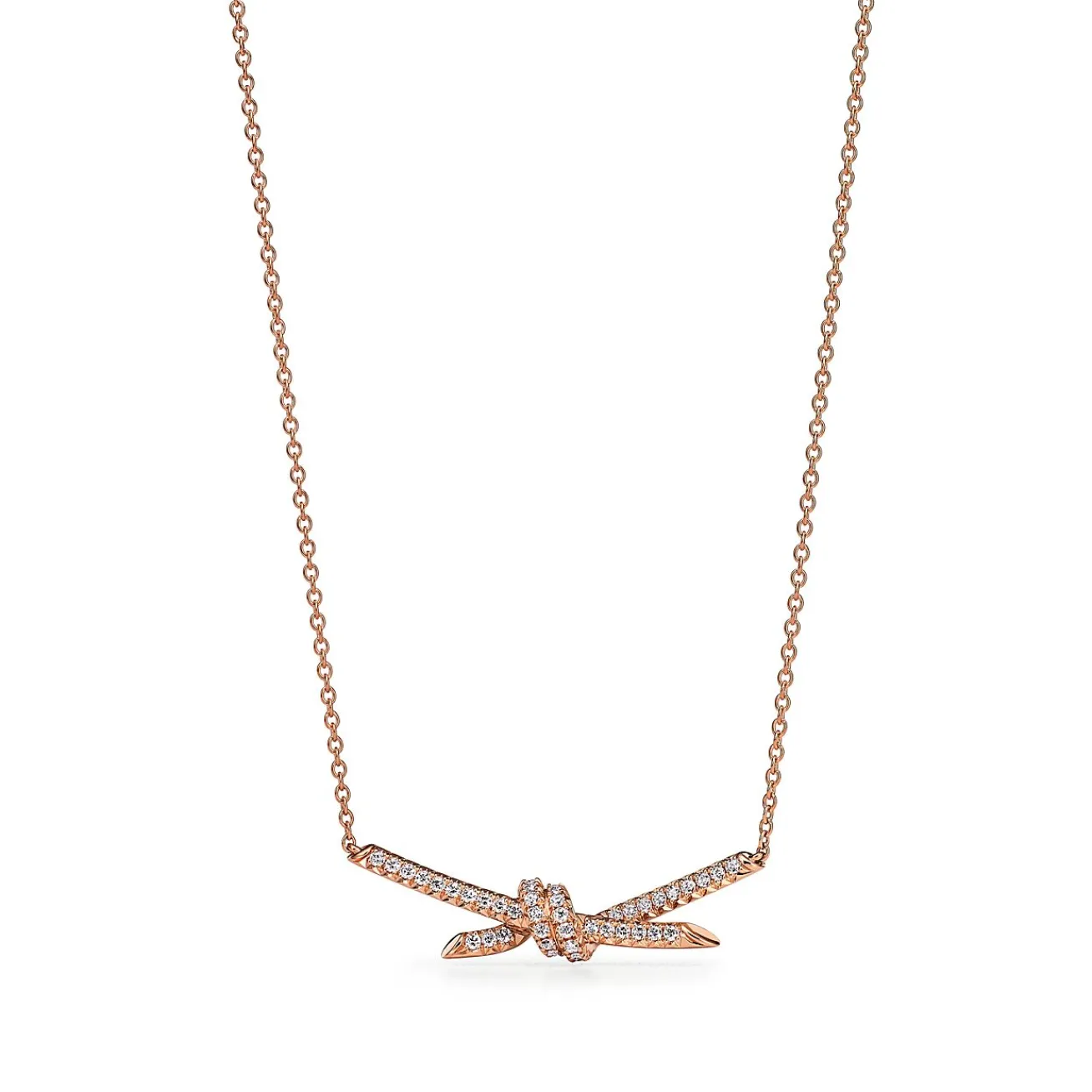 Tiffany & Co. Tiffany Knot Pendant in Rose Gold with Diamonds | ^ Necklaces & Pendants|Rose Gold Jewelry