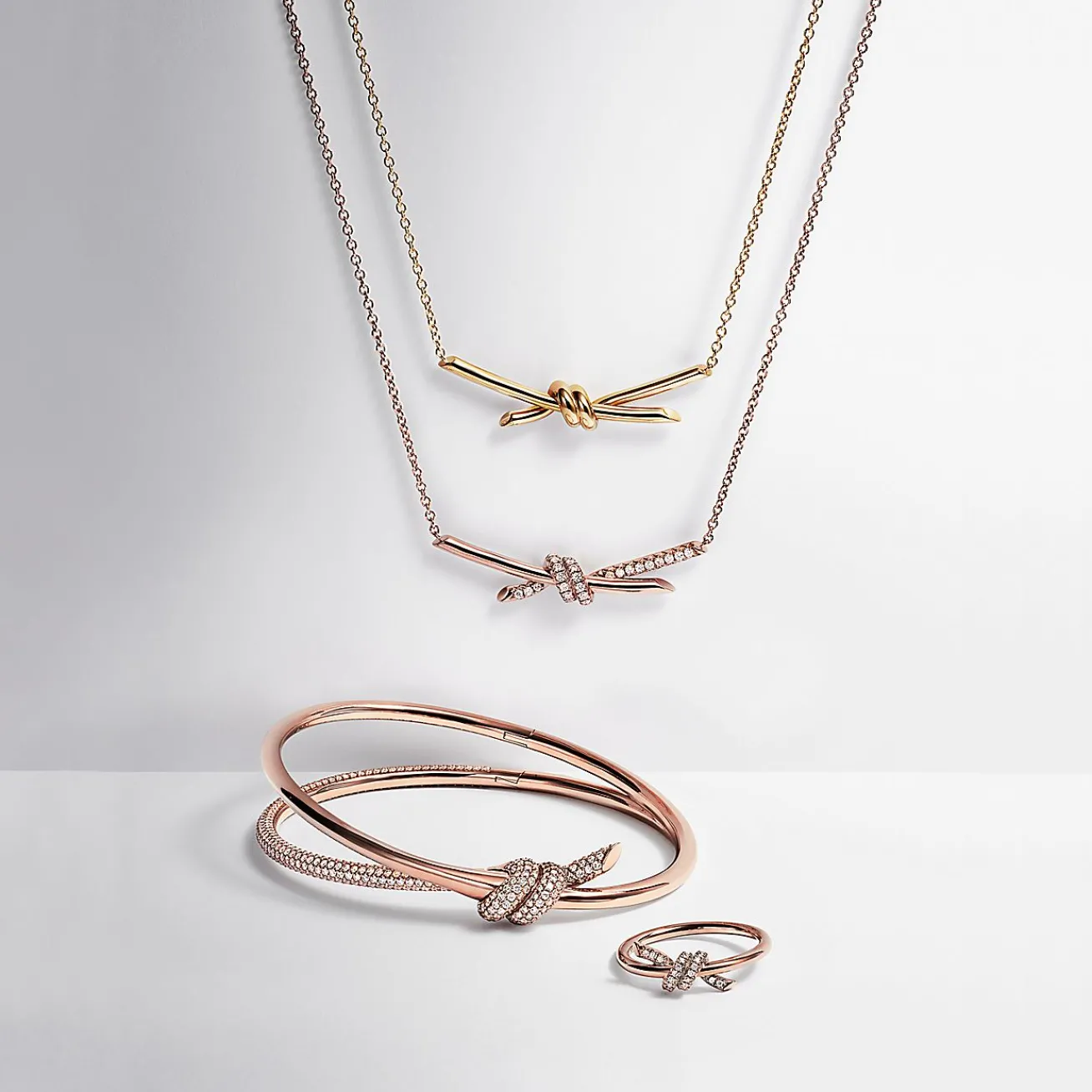 Tiffany & Co. Tiffany Knot Ring in Rose Gold with Diamonds | ^ Rings|Rose Gold Jewelry