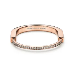 Tiffany & Co. Tiffany Lock Bangle in Rose Gold with Full Pavé Diamonds | ^ Bracelets|Men's Jewelry