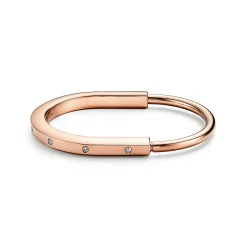 Tiffany & Co. Tiffany Lock Bangle in Rose Gold with Diamond Accents | ^ Bracelets|Men's Jewelry