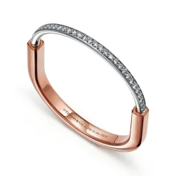 Tiffany & Co. Tiffany Lock Bangle in Rose and White Gold with Half Pavé Diamonds | ^ Bracelets|Men's Jewelry