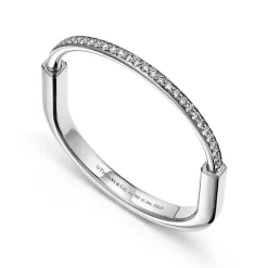 Tiffany & Co. Tiffany Lock Bangle in White Gold with Half Pavé Diamonds | ^ Bracelets|Men's Jewelry