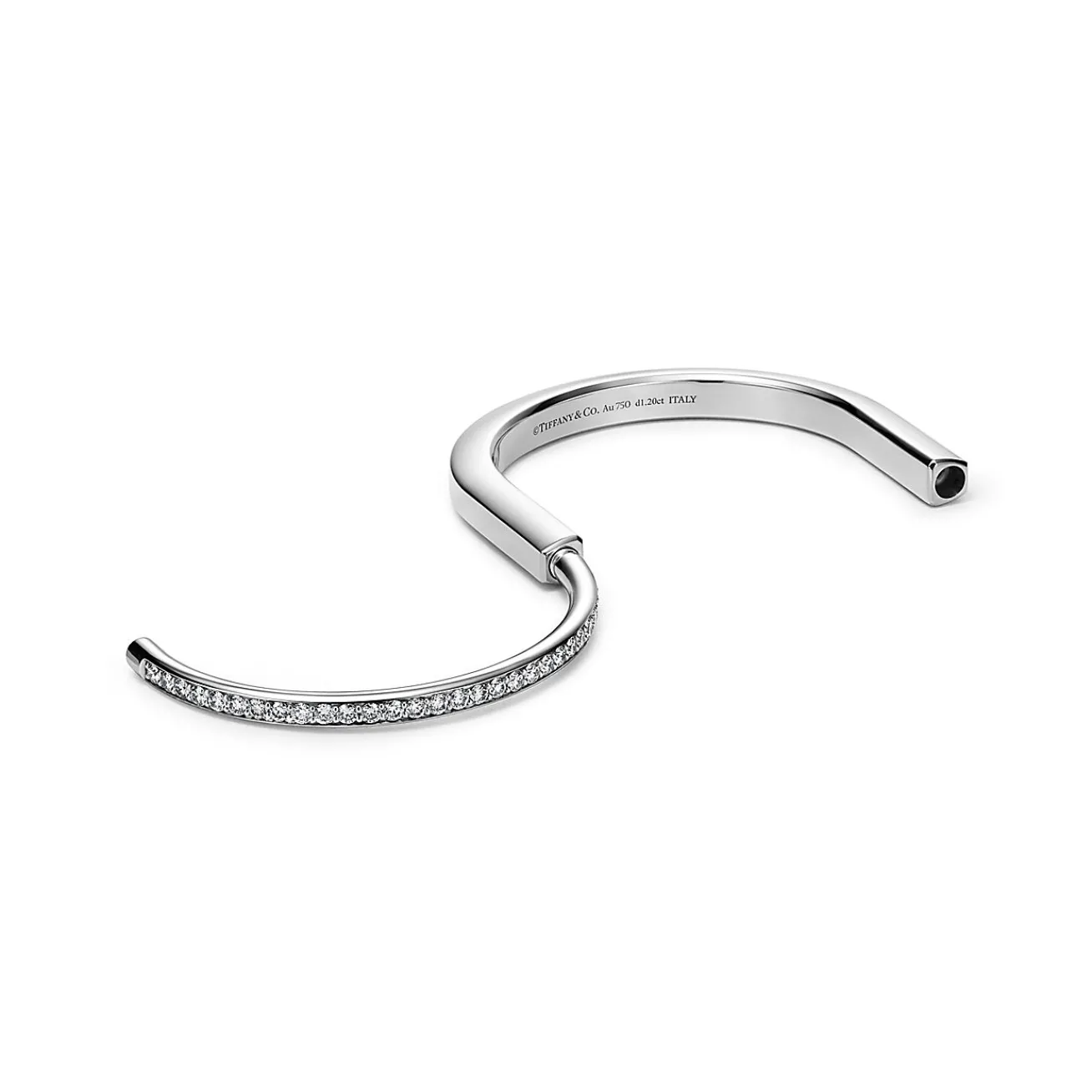 Tiffany & Co. Tiffany Lock Bangle in White Gold with Half Pavé Diamonds | ^ Bracelets|Men's Jewelry