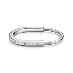 Tiffany & Co. Tiffany Lock Bangle in White Gold with Diamond Accents | ^ Bracelets|Men's Jewelry