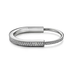 Tiffany & Co. Tiffany Lock Bangle in White Gold with Full Pavé Diamonds | ^ Bracelets|Men's Jewelry