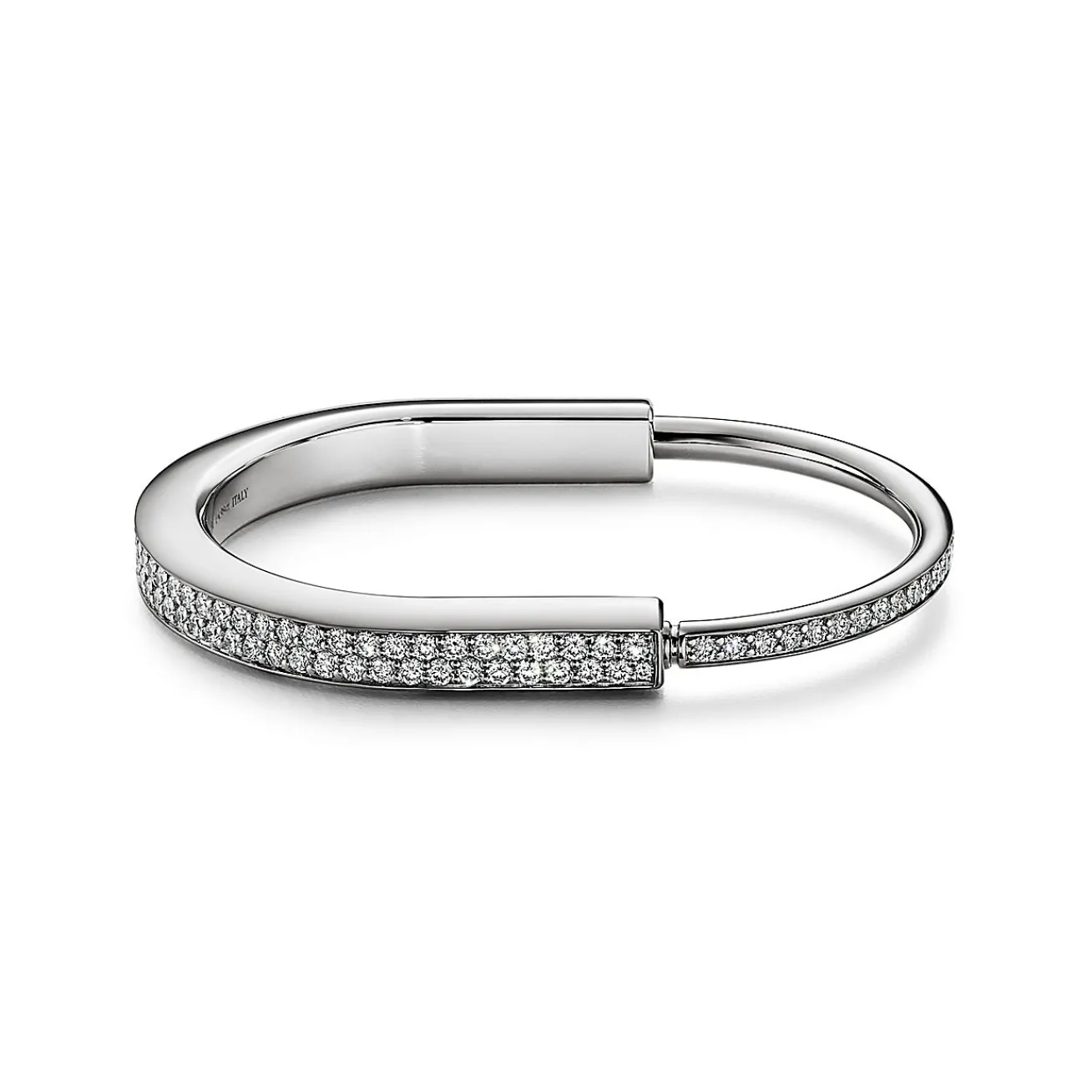 Tiffany & Co. Tiffany Lock Bangle in White Gold with Full Pavé Diamonds | ^ Bracelets|Men's Jewelry