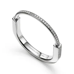 Tiffany & Co. Tiffany Lock Bangle in White Gold with Full Pavé Diamonds | ^ Bracelets|Men's Jewelry