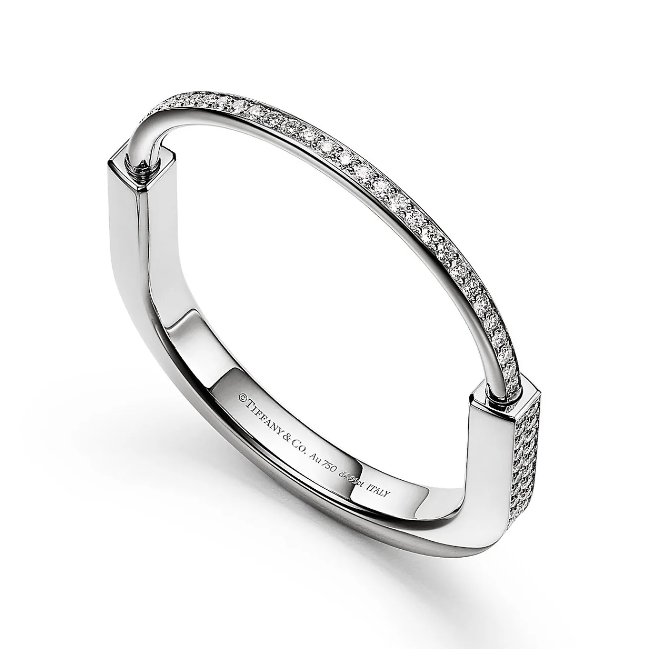 Tiffany & Co. Tiffany Lock Bangle in White Gold with Full Pavé Diamonds | ^ Bracelets|Men's Jewelry