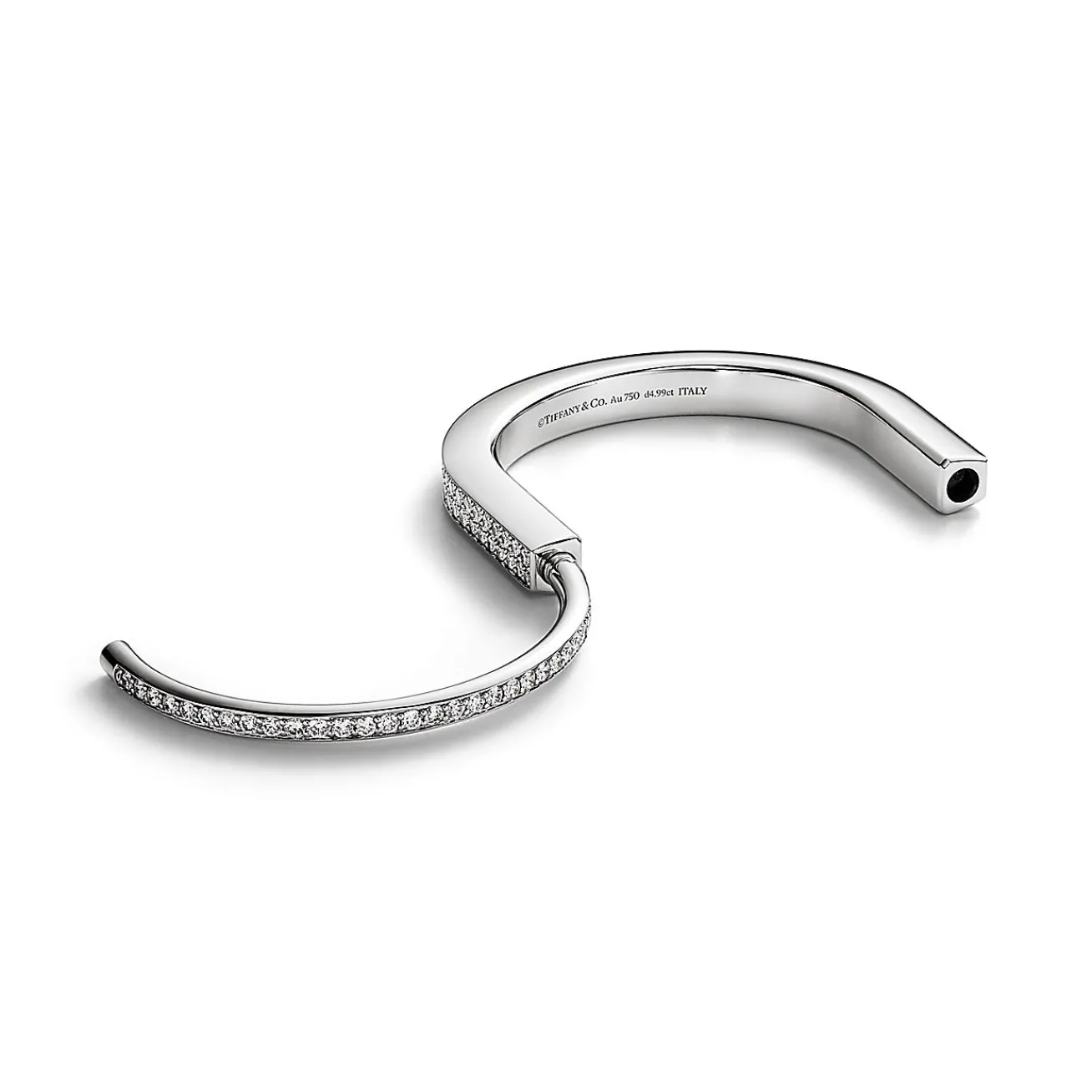 Tiffany & Co. Tiffany Lock Bangle in White Gold with Full Pavé Diamonds | ^ Bracelets|Men's Jewelry