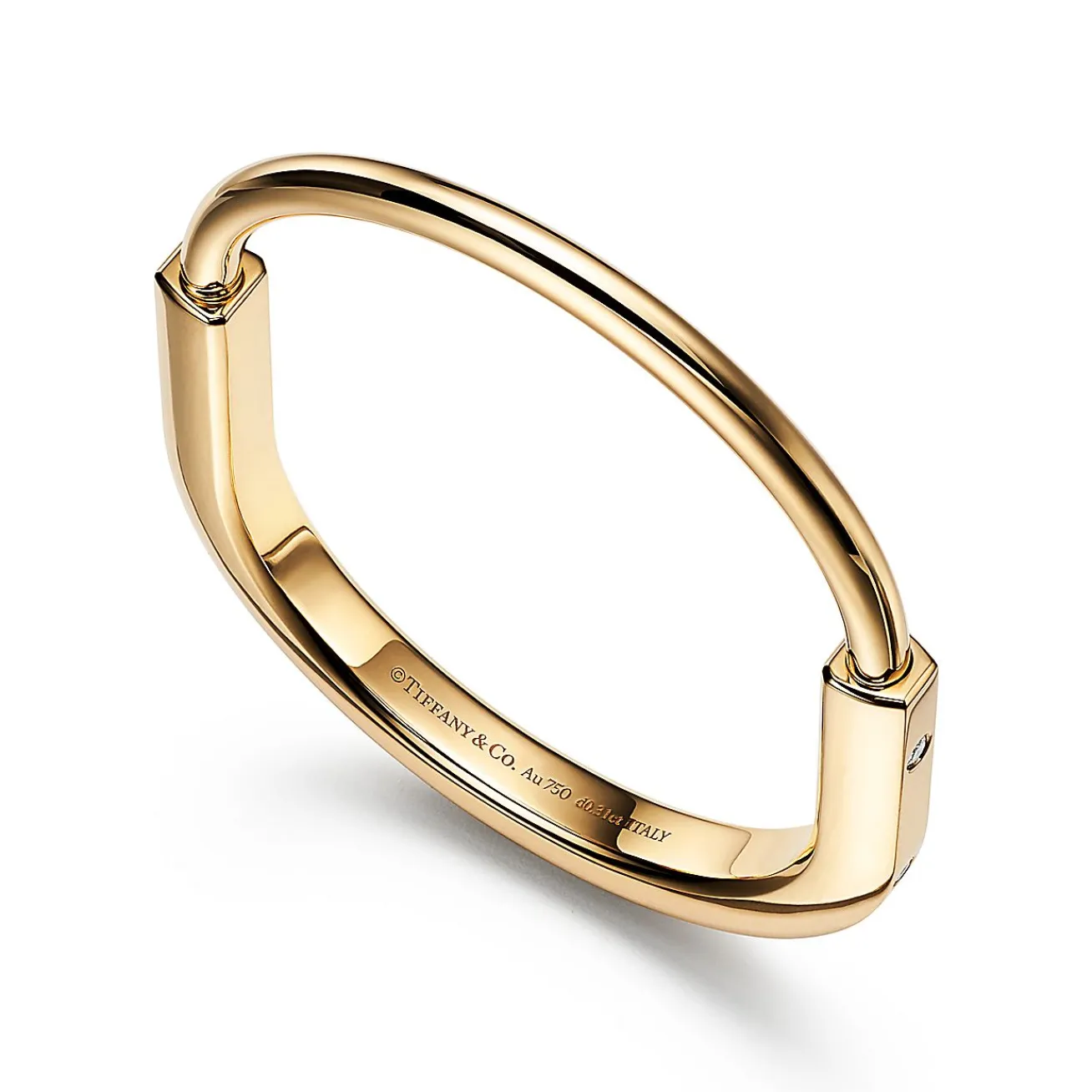 Tiffany & Co. Tiffany Lock Bangle in Yellow Gold with Diamond Accents | ^ Bracelets|Men's Jewelry